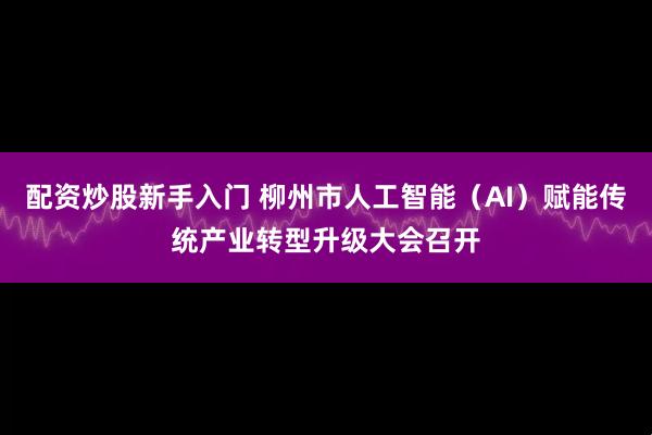 配资炒股新手入门 柳州市人工智能（AI）赋能传统产业转型升级大会召开